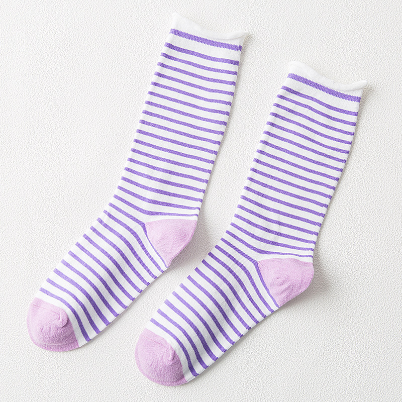 Striped Slouch Socks Female Autumn Breathable Cotton Socks Fashion Socks Wholesale